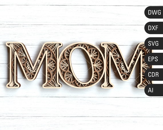 Layered Mom SVG Mothers Day Svg 3D Mandala Letters Svg | Etsy