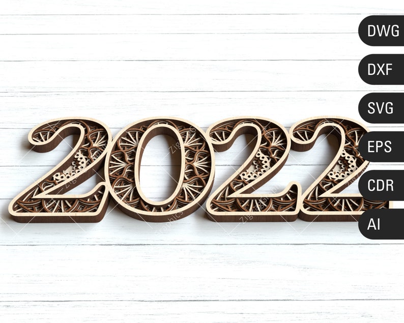 Download 3D 2022 SVG 2022 Silvester svg Layered Mandala svg 2022 | Etsy