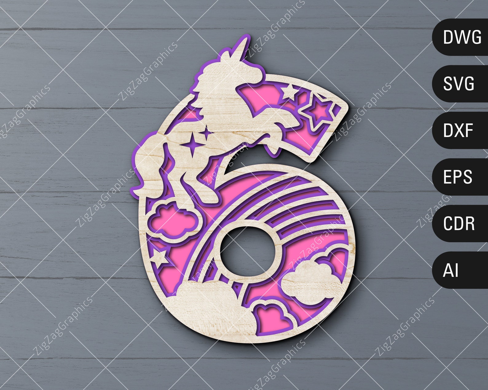Download 3D Unicorn Layered Number 6 SVG Unicorn birthday svg | Etsy