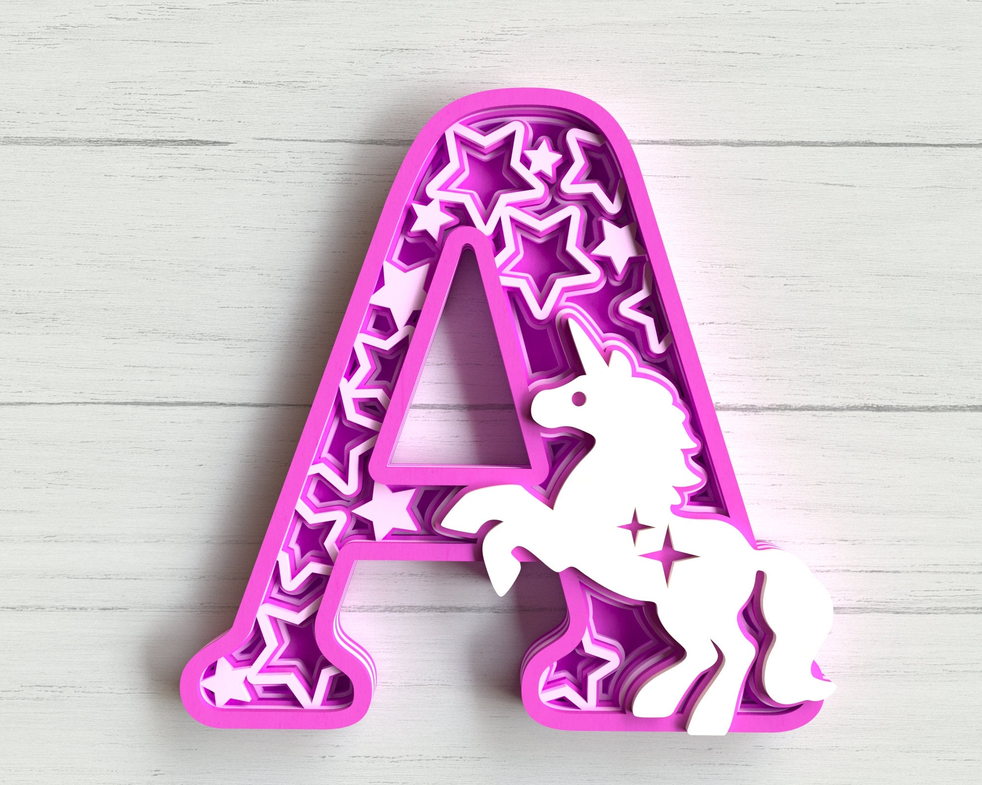 A-Z Unicorn Layered Alphabet SVG 3D Mandala Letters SVG | Etsy