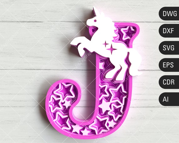 Download 3D Unicorn Layered Letter J SVG Mandala Unicorn SVG ...