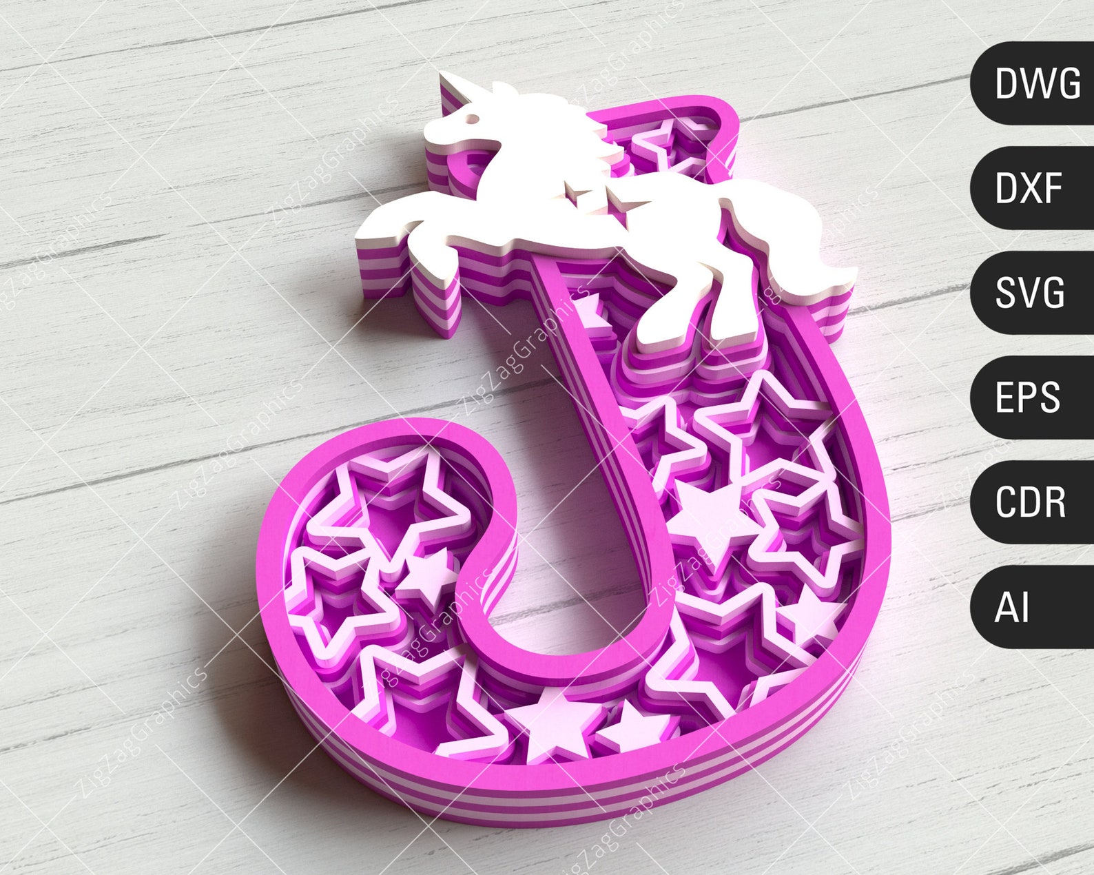 Download 3D Unicorn Layered Letter J SVG Mandala Unicorn SVG ...