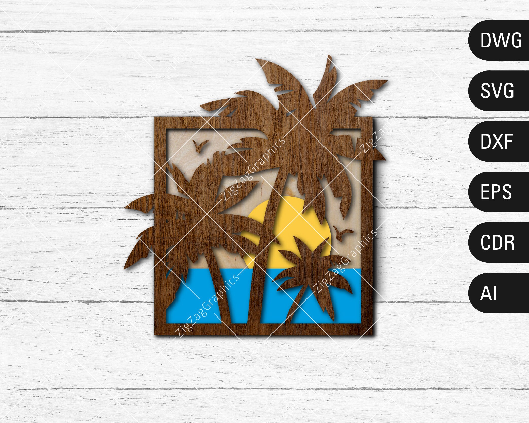Download Layered Palm Tree SVG 3D Beach SVG Summer svg DXF Laser ...