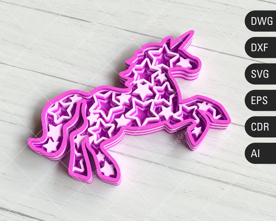 3D Layered Unicorn SVG Birthday Girl Unicorn svg 3D Unicorn | Etsy
