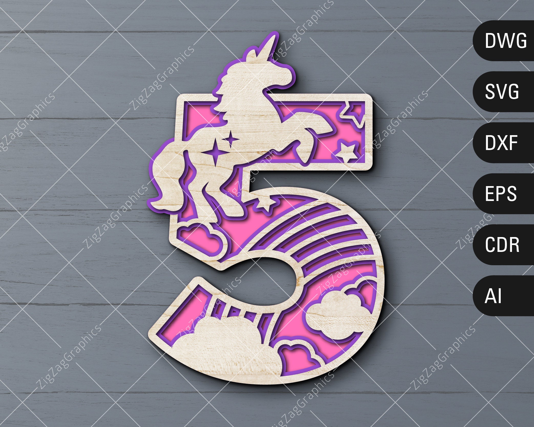 Download Unicorn Layered Number 5 SVG Unicorn birthday svg Unicorn ...