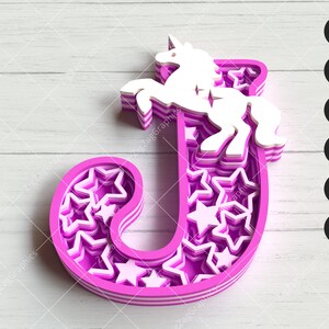Download 3D Unicorn Layered Letter J SVG Mandala Unicorn SVG Unicorn | Etsy
