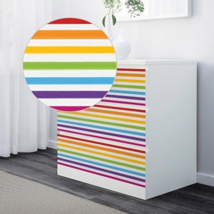 Rainbow Malm decals, Ikea malm dresser decal, Unisex Ikea decals, Ikea malm overlay, ikea furniture overlays, malm dresser stickers