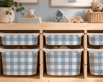 IKEA TROFAST Bin Decals. Gingham Storage Stickers.