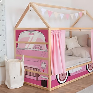 Doll dream car Ikea Kura bed decal, Pink Doll Dream Convertible Kura bed stickers, Pink Toy Dream Vehicle Loft, Bunk bed décor for girl room