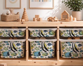 Trofast Bin Stickers . Sea Life Bin Decals. Playroom Storage Upgrade.