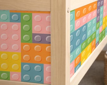 Kura Bed Decals: Color Block Bricks, Kids Room Decor