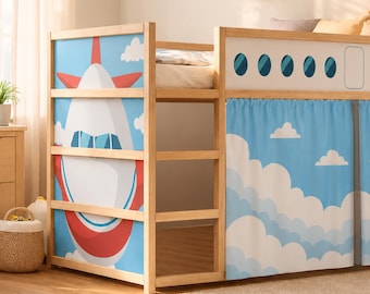 IKEA Kura Stickers & Curtains. Airplane Sky Theme.