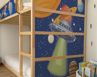 Kura Bed Decals Space Galaxy Spaceship. Works With All IKEA Kura Configurations.