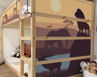 Kura Bed Stickers Safari Theme. Savanna wildlife Animals IKEA Kura Decals.