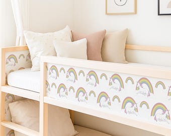 Unicorn Rainbow Kura Bed Decals. Ikea Bed Stickers for Girls Nursery
