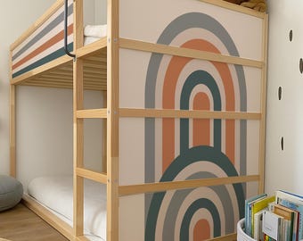 Kura Bed Decals. IKEA Kura Bed Stickers. Boho Rainbow Kura Bed Panels. Easy Kids Room Makeover.