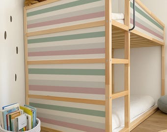 IKEA Kura Bed Stickers Muted Pastel Stripes. Two colorways. Custom sizes.