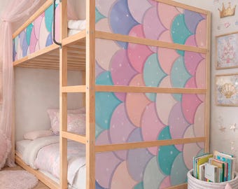 Kura Bed Stickers Mermaid tail. Princess room décor with IKEA KURA decals.