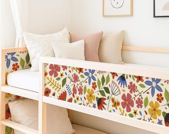 Bright Floral Kura Bed Decals: Easy Girls Room Décor. IKEA Hack.