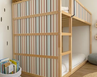 IKEA KURA Hack. Soft Retro Stripe Kura Bed Vinyl Decals. Easy Kids Room Makeover.