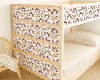 Kura Bed Stickers. Boho Rainbow Kura Vinyl Panels. Cozy Toddler Sleep Space.
