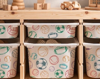IKEA Trofast Bin Stickers. Soccer Football Basketball Balls Storage Cover.