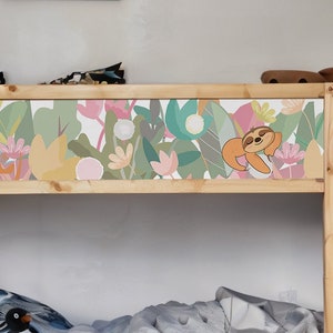 Ikea Kura bed cartoon sloths for Gender Neutral Kids room décor. Kura bed sticker for loft, bunk, low bed. Kura bed accessories toddler bed.