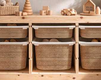 IKEA TROFAST Stickers. Natural Wood Bin Look.