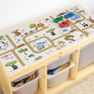 Zoo TROFAST top sticker. Removable Ikea storage decal zoo map.