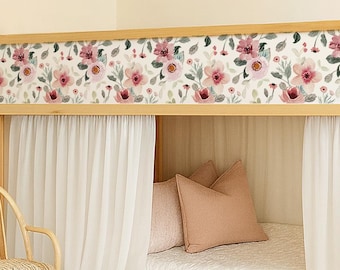 IKEA Kura Bed Decals. Pink Floral Girls Bed Makeover.