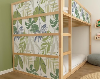 IKEA Kura Stickers. Calm Botanical Kura Bed Decals. Easy kids room makeover.