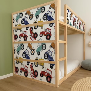 Ikea Kura bed Accessories: Kura  decals tractors. Ikea Kura bed stickers boys room.