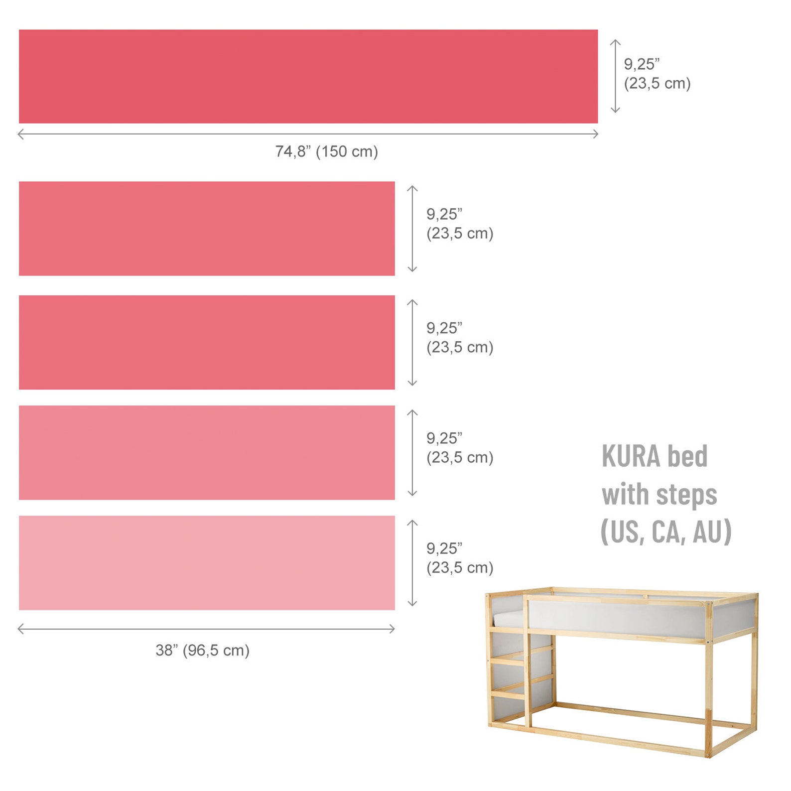 Kura Decal Kura Bed Decals Coral Ikea Kura Decal Pink Kura Etsy