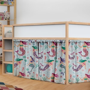 Kura bed curtains mermaids, Ikea Kura bed tent girls room, Playhouse kura bed decal mermaid tail princess