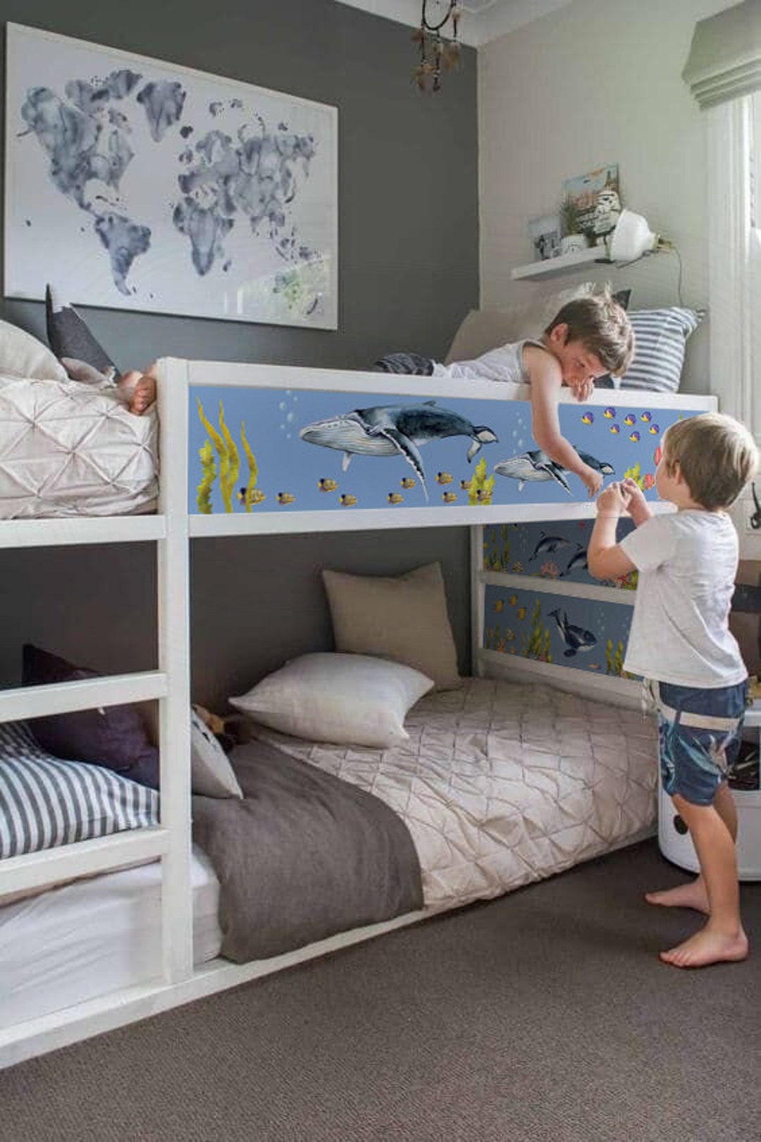 Ikea Kura Decal Sea Creatures. Loft Bed Decal Ocean Themed. Kids Room ...