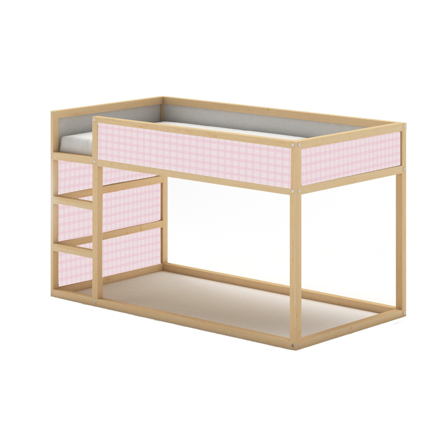 Ikea Kura Bed Girls Room: Pink Checkered Pattern Pink Tartan - Etsy