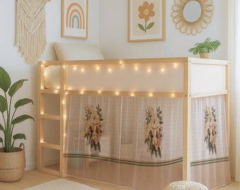 Floral Chiffon Canopy Curtains for IKEA Kura Bed: Girly Princess Decor