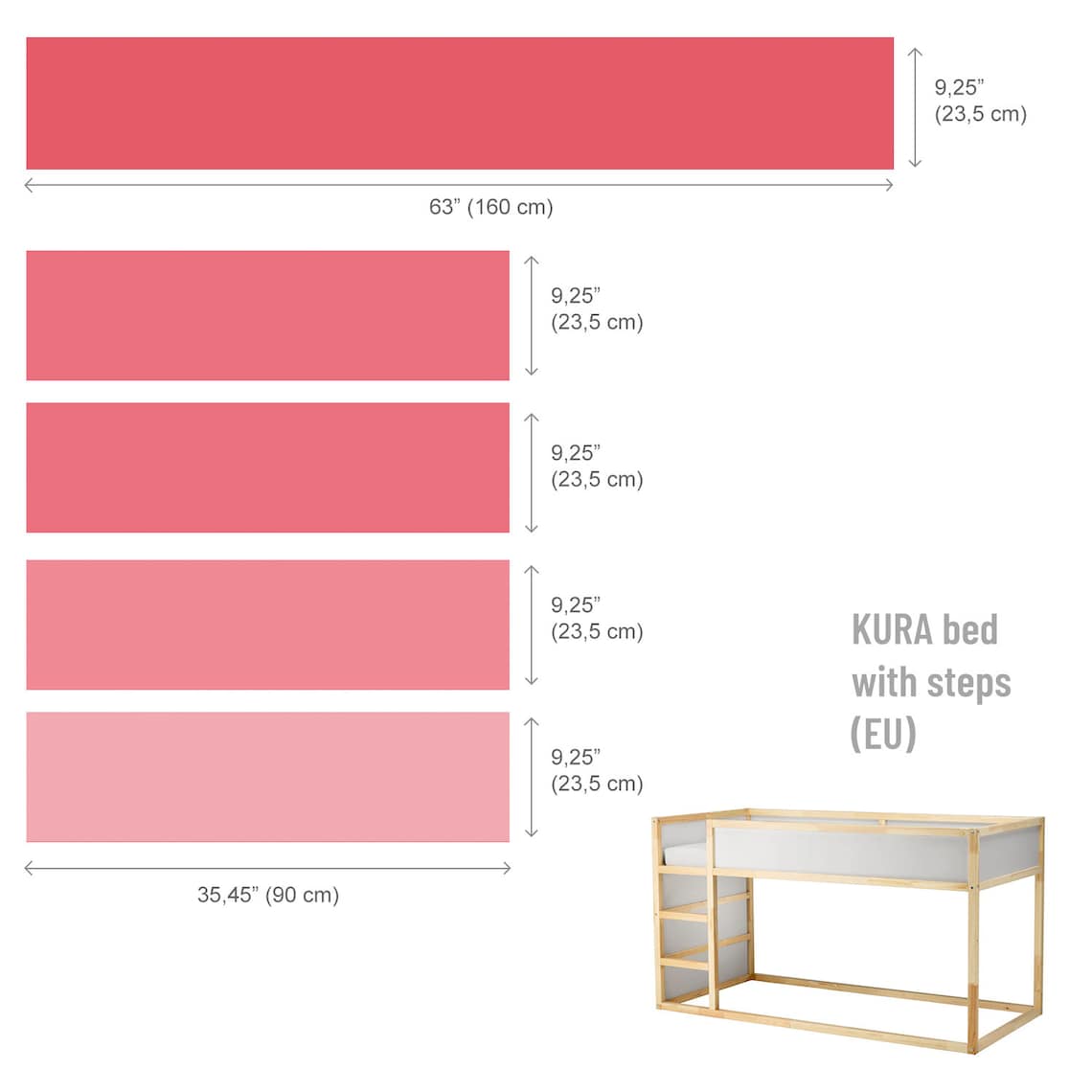 Kura Decal Kura Bed Decals Coral Ikea Kura Decal Pink Kura Etsy