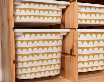 IKEA Trofast Bin Stickers. Mustard Scallops Storage Decals.