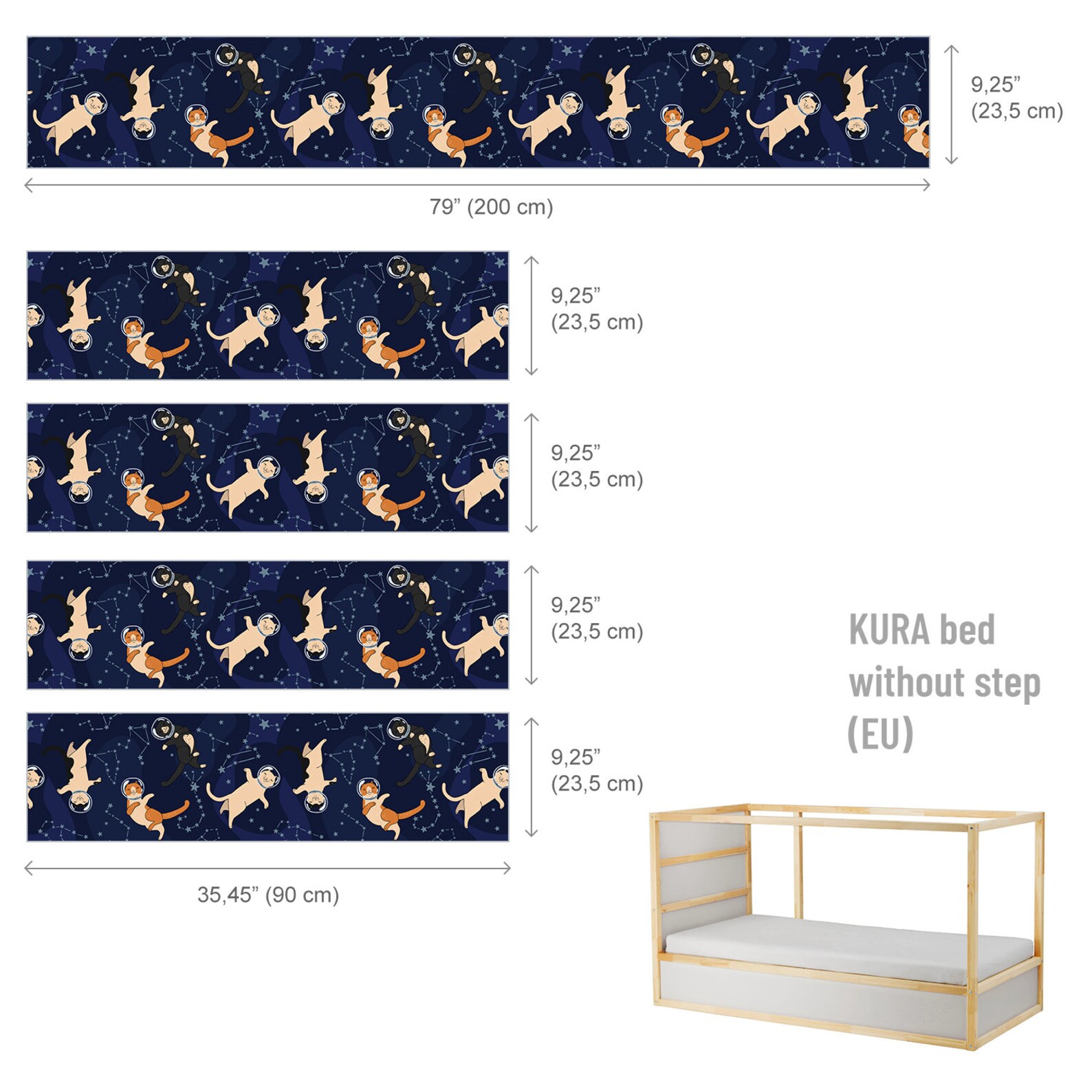 Kura bed decals Ikea nursery decals space cats Ikea decals Etsy