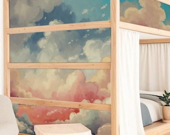 IKEA Kura Bed Decals. Vintage Clouds and Sunset Sky.