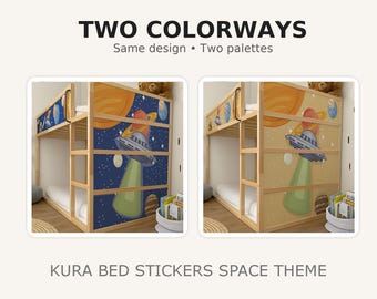 Kura Bed Space Theme. IKEA Kura Stickers Galaxy. Fits All Setups: Loft, Low, Bunk.