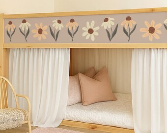 IKEA Kura Bed Decals. Soft Daisy Kura Bed Stickers. Cozy Girls Room Refresh.