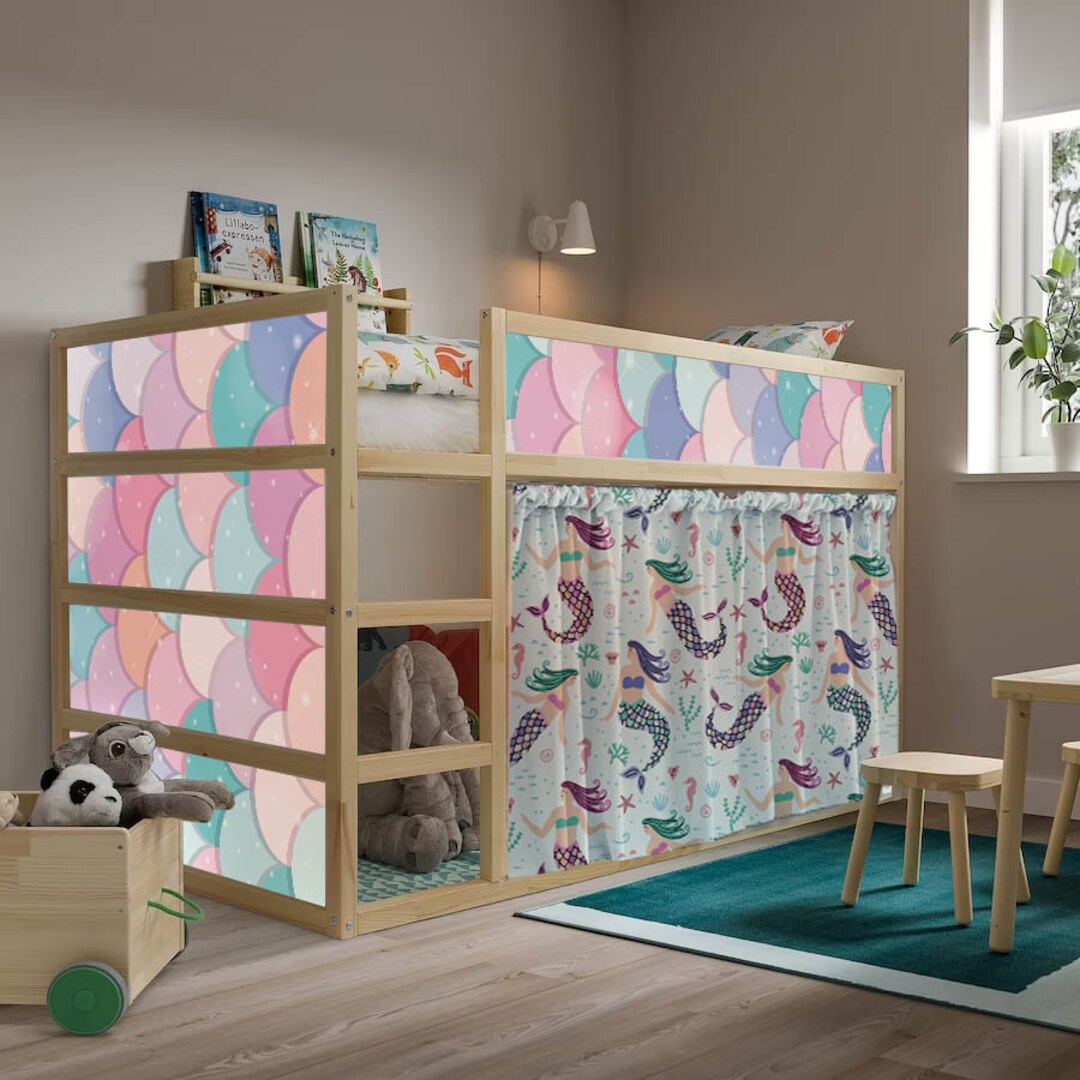 Mermaid Theme Nursery. Kura Bed Decal & Kura Bed Curtains. Mermaid ...