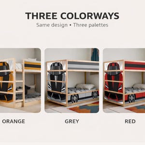 Tree colorways for racing car ikea kura bed decal.