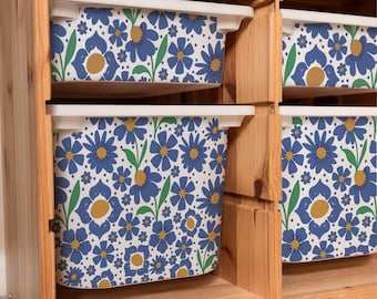 IKEA Trofast Stickers. Blue Flowers. Trofast Bin Decals.