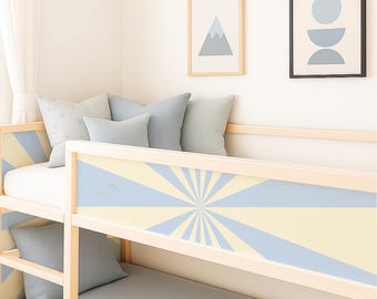 IKEA Kura Bed Stickers. Light Blue Sunburst Kura Decals for White Panels. Refresh Fast.