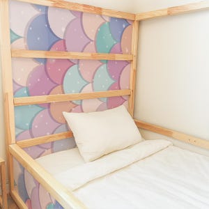 Mermaid scale pastel skins for IKEA Kura bed panels, trusted by buyers peel and stick decal set