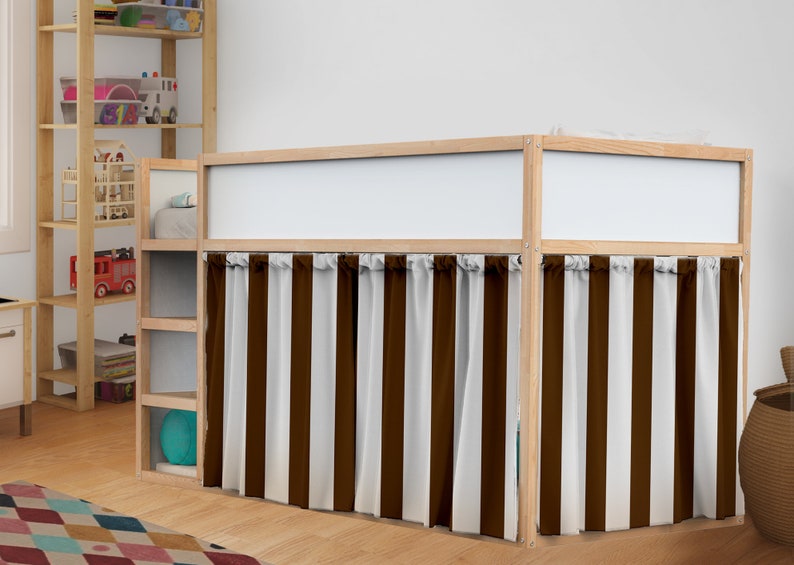 Loft Bed Curtains Kura Bed Curtains Bunk Bed Décor Brown Etsy