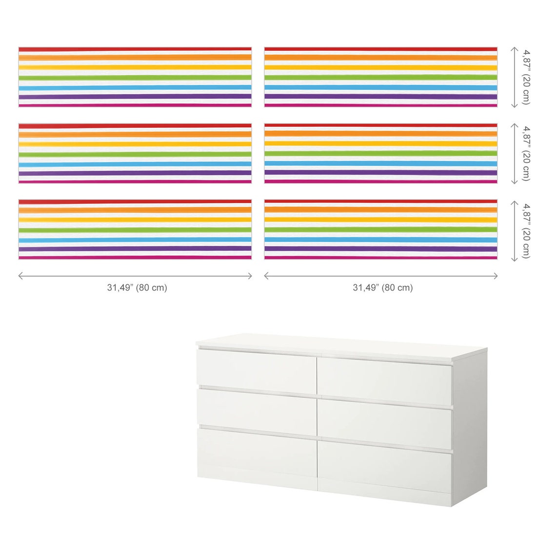 Rainbow Malm Decals Ikea Malm Dresser Decal Unisex Ikea Etsy